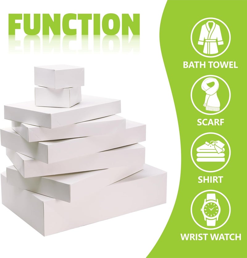 Bobobag 13 Pack White Gift Boxes with Lids for Presents, Assorted size Gift Boxes for Christmas ( 3 Extra large 17",3 Large 14.25",3 Medium 11",4 Small 4" ,Red Ribbon ), 4 inch Deep Box for Wrapping Robe Scarf Mug. - Image 5